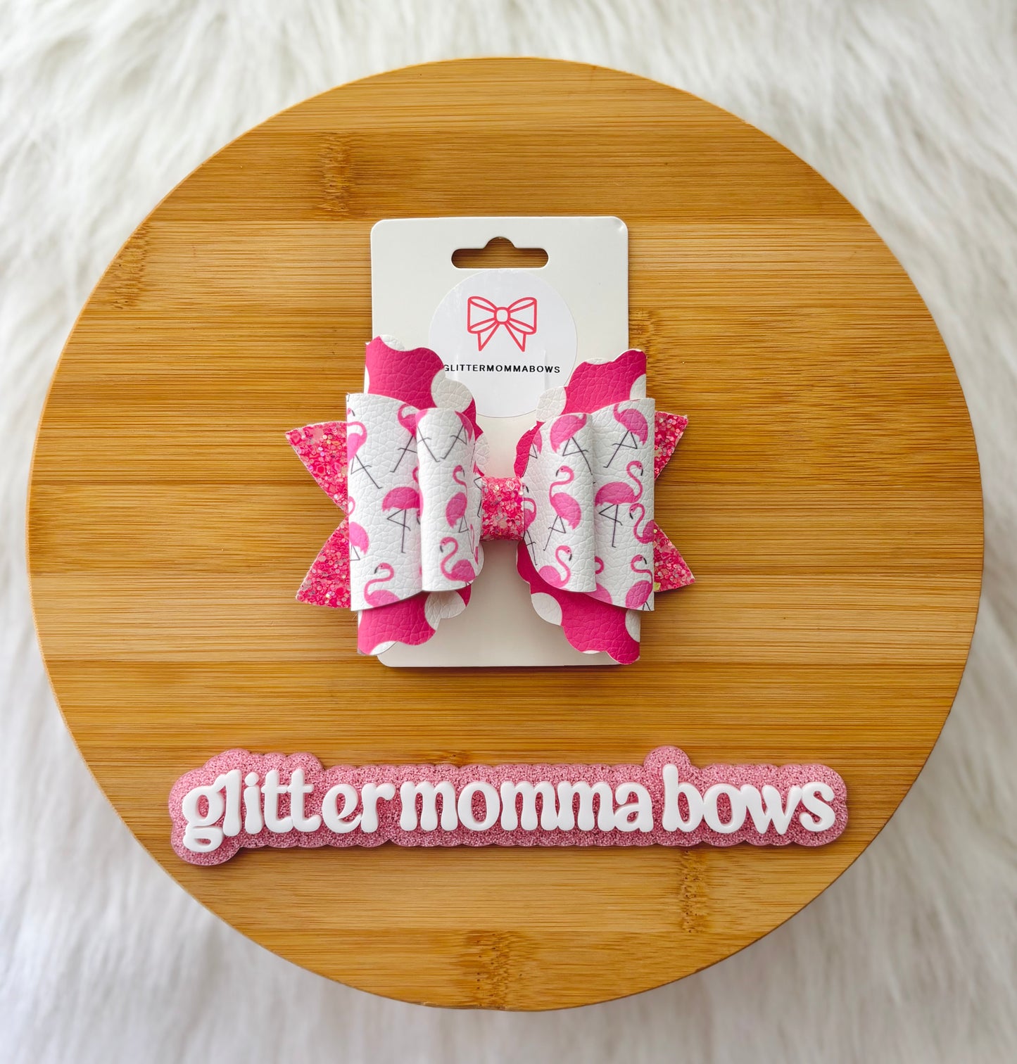 Pink Flamingo Hair Bow – 4” Boutique Bow on Clip | Summer Girls Hair Bow | Tropical Flamingo Bow