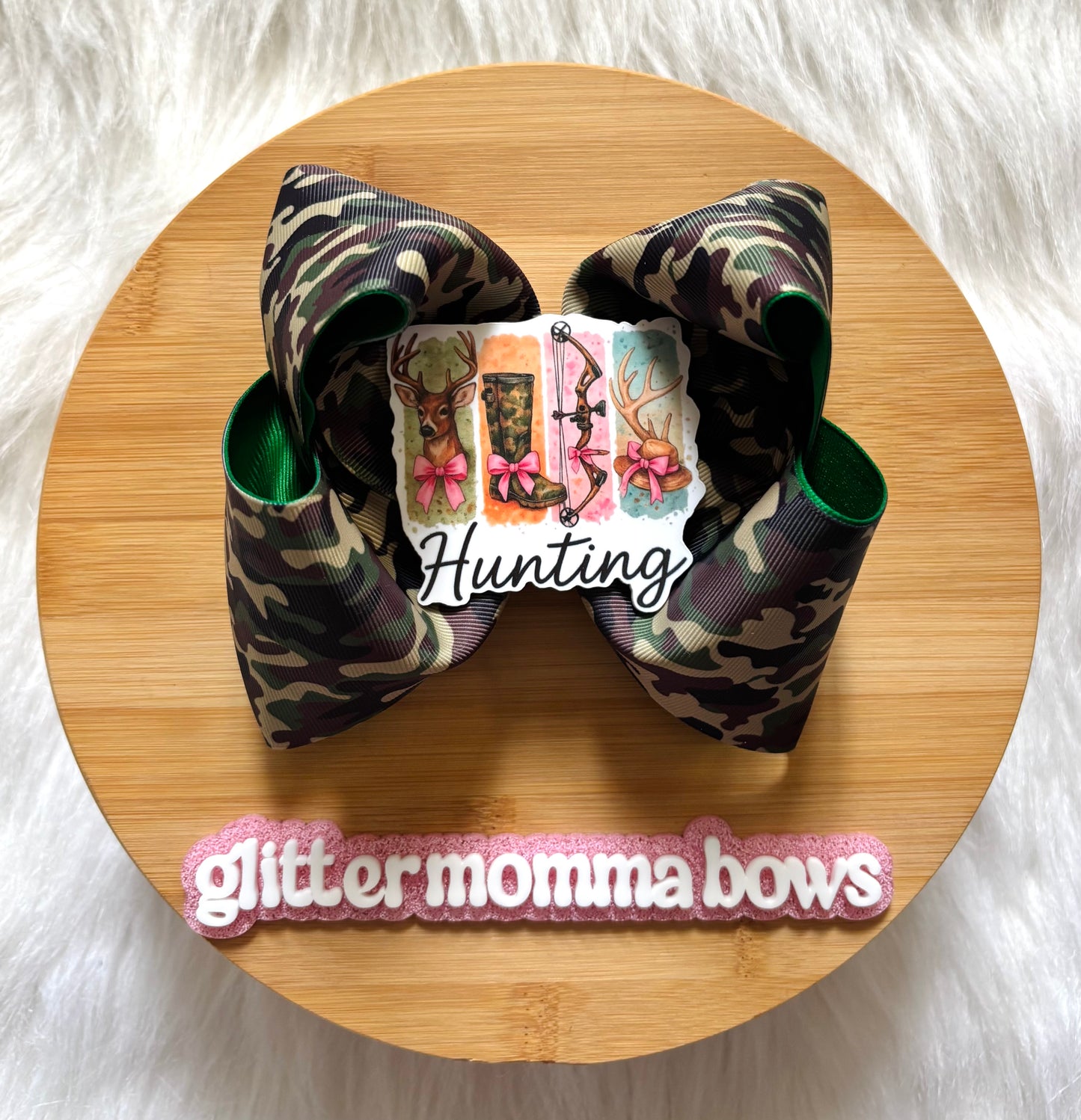 Girls Hunting Boutique Hair Bow | 6” Camo Hair Bow