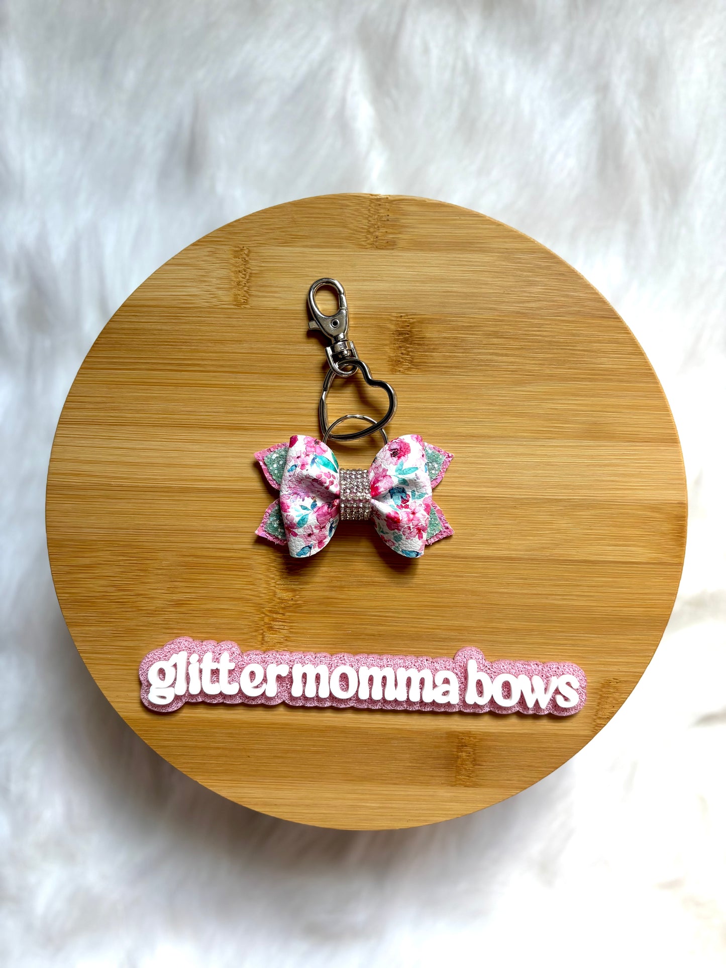 Pink Floral Watercolor Keychain