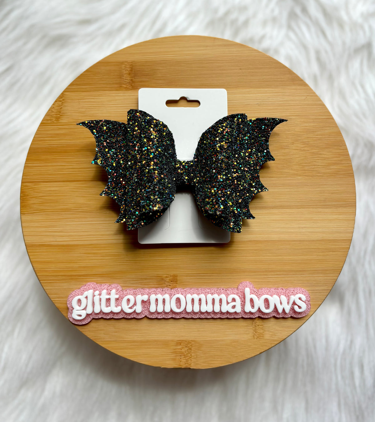 6ā Black Iridescent Glitter Bat Bow ā Halloween Hair Bow š¦āØ