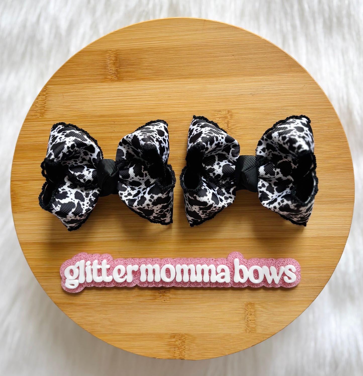 3.5ā Cow Print Piggy Hair Bows | Set of 2 Clips