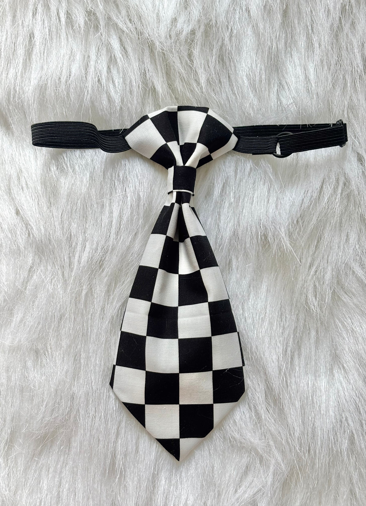Black & White Checkerboard Dog Necktie | Adjustable