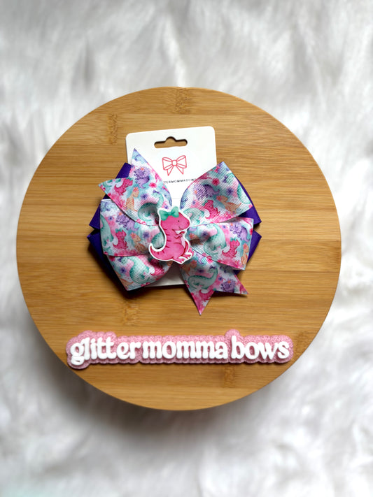 Purple Dino Mix Bow