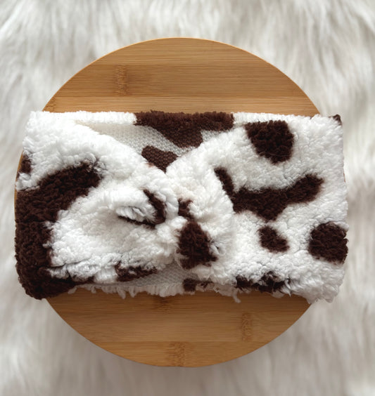 Plush Sherpa Cowhide Twisted Adult Head Wrap