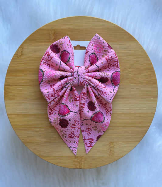 Valentine Bow Clip – Pink “Be Mine” Hair Bow