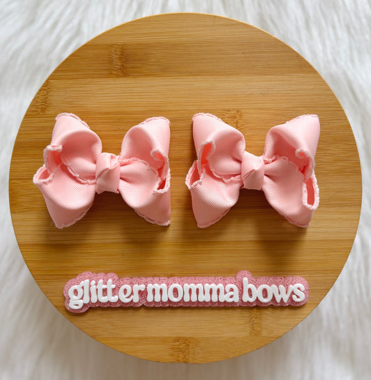 3.5” Light Pink Piggy Bows | Set of 2