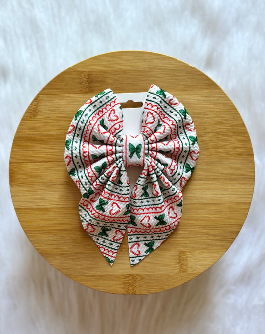 Holiday Hearts & Holly Handcrafted Bow