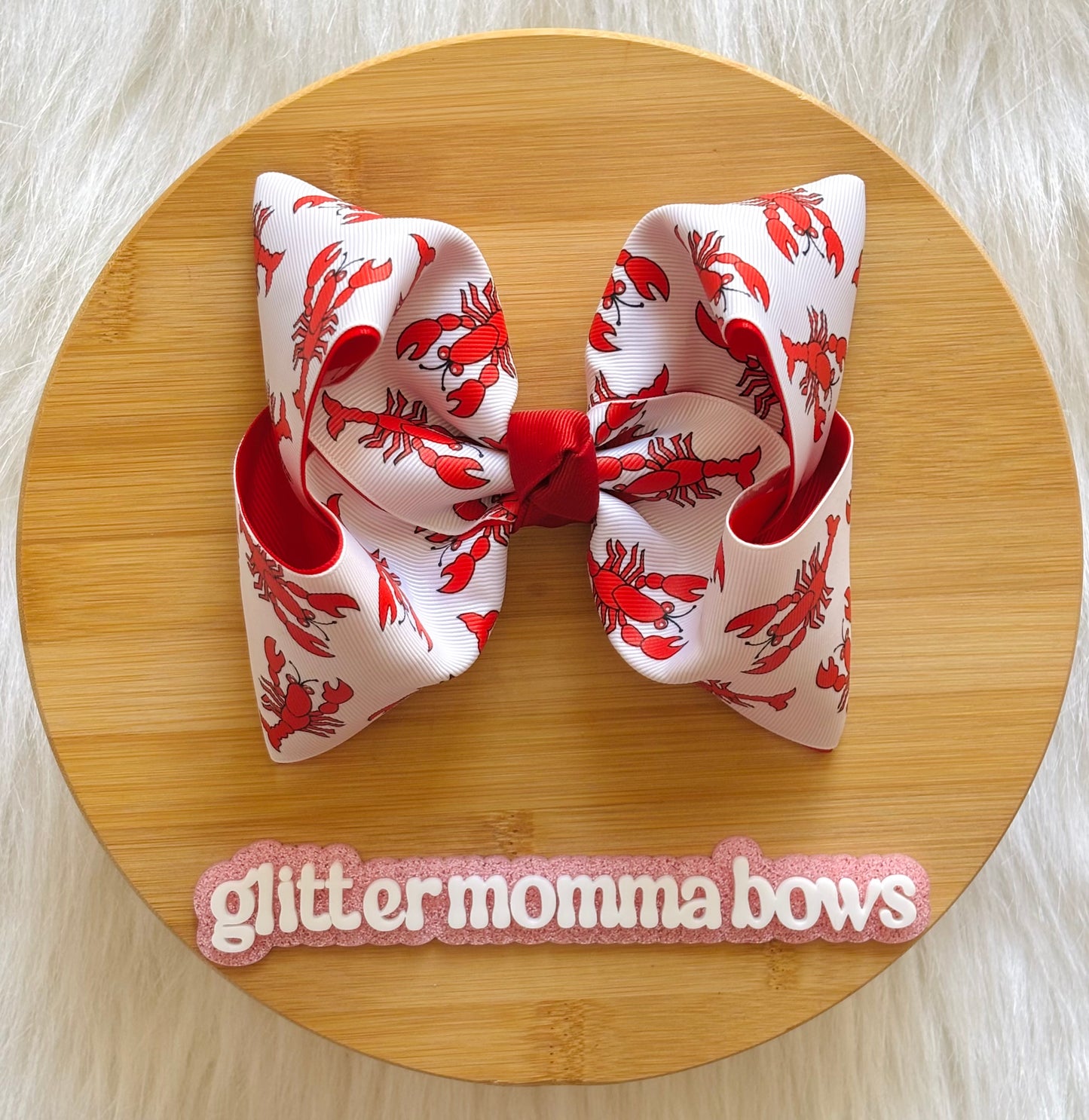 Lobster Boil Boutique Hair Bow – 6” Handmade Clip Bow