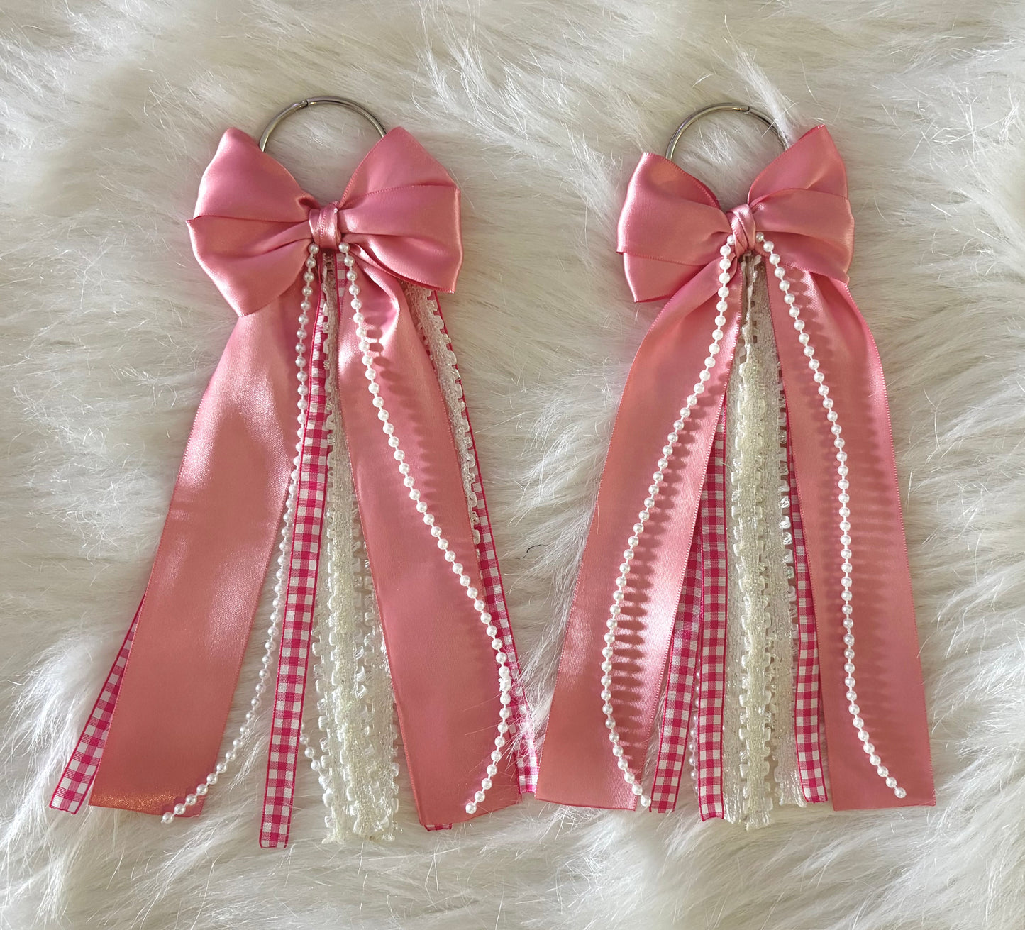 Pink Coquette Boot Bows with Pearls & Lace | 11” Western Boot Accessories