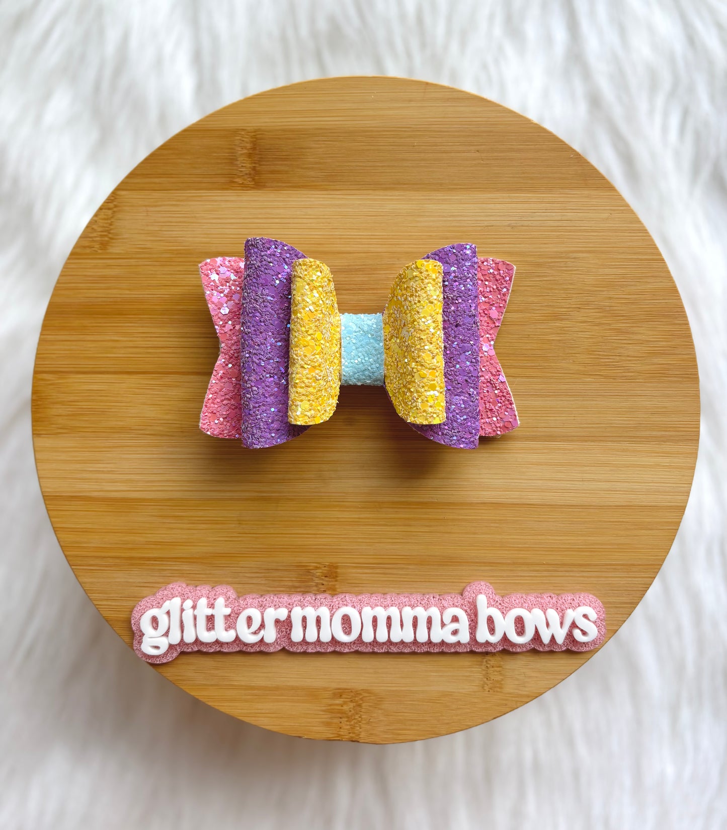 Pastel Glitter Boutique Bow on Clip – 4.5” ✨🎀