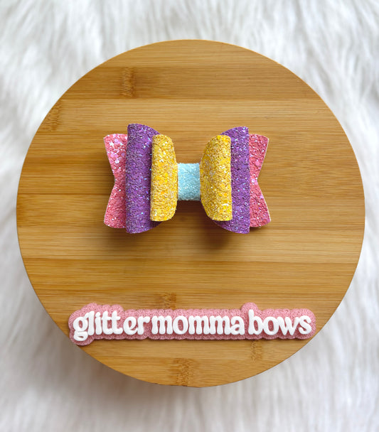 Pastel Glitter Boutique Bow on Clip – 4.5” ✨🎀