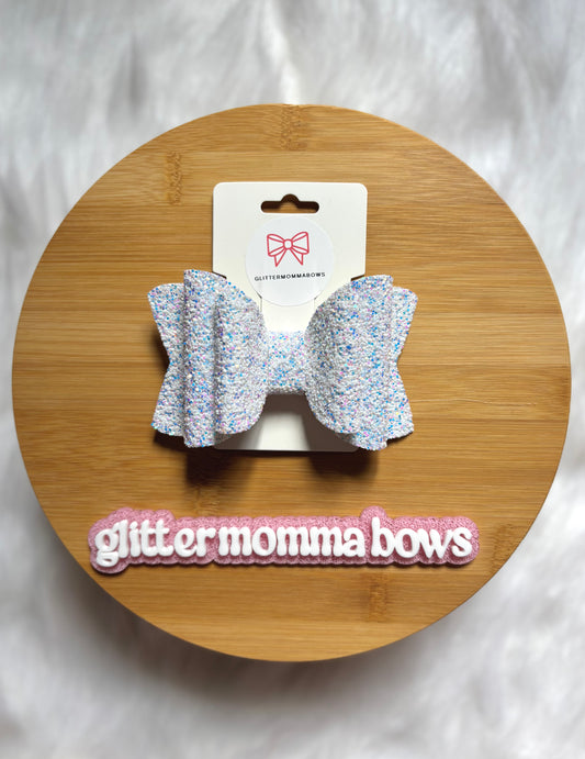 White Ice Glitter Bow