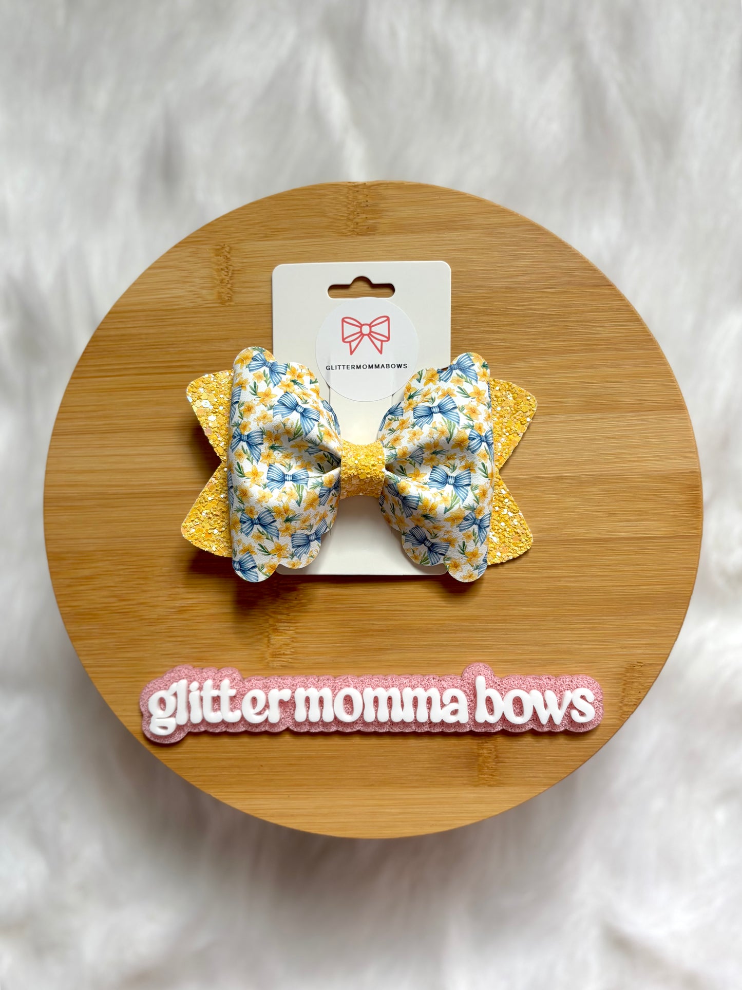 Yellow & Blue Floral Bow Print