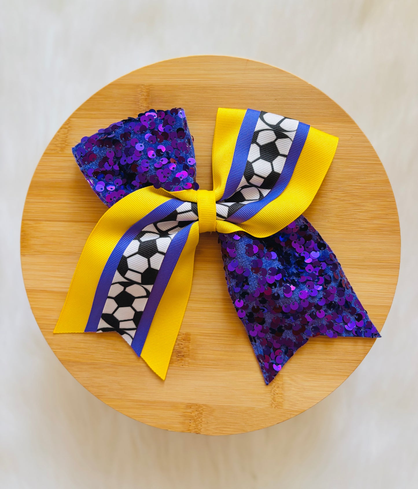 Soccer Purple/Yellow Bow