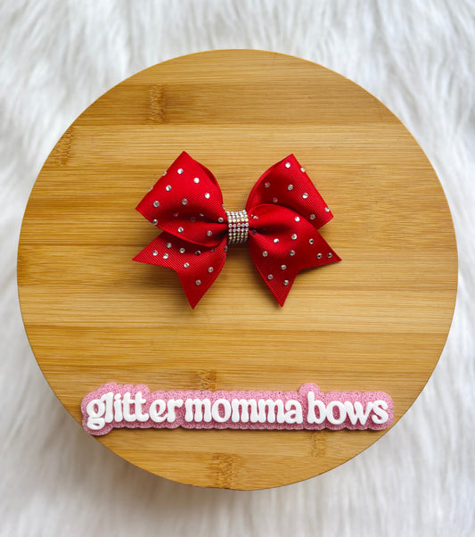 Red Rhinestone Cheer Bow – 4” Hair Bow