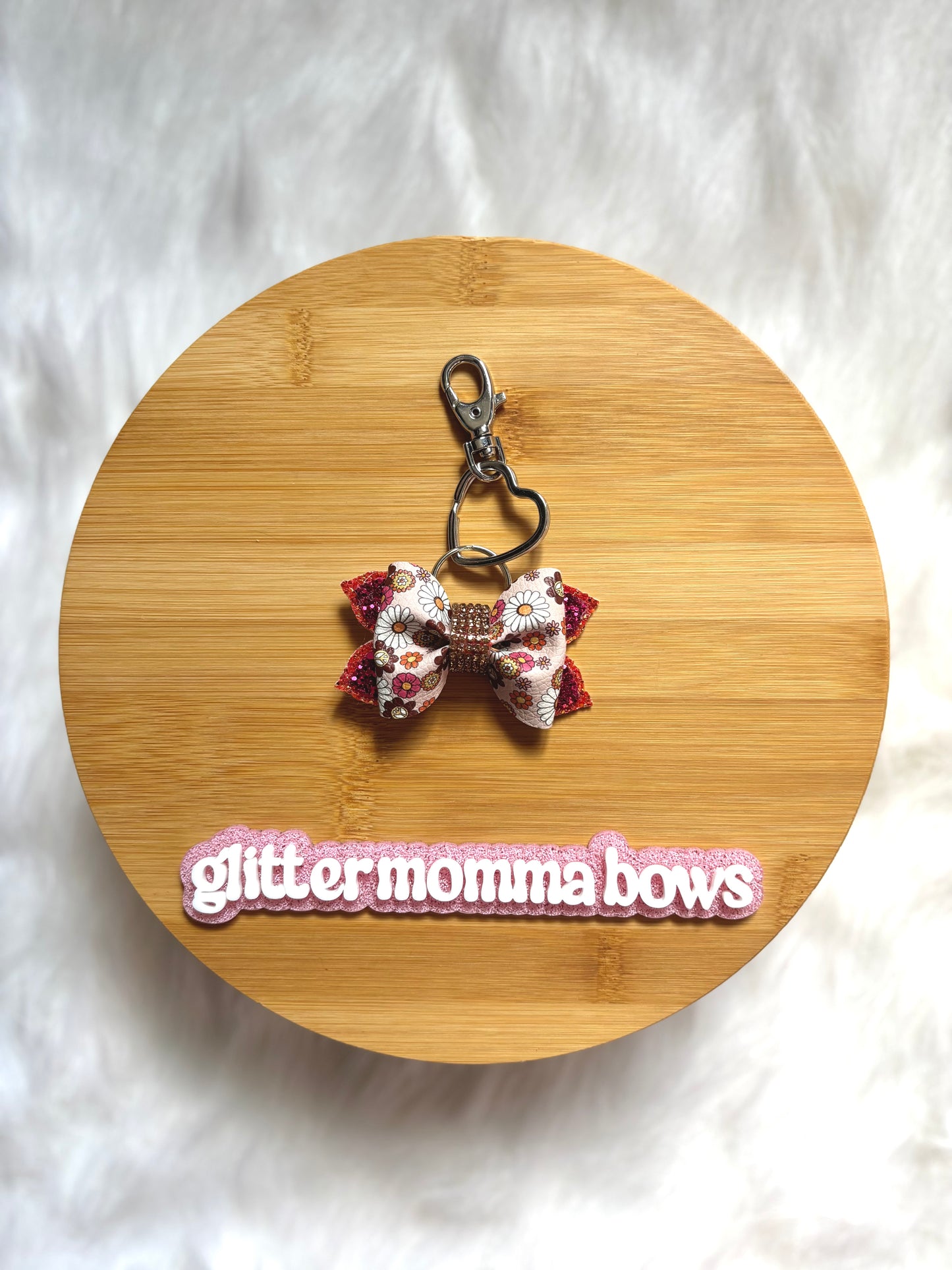 3” Pink Floral Mix Keychain