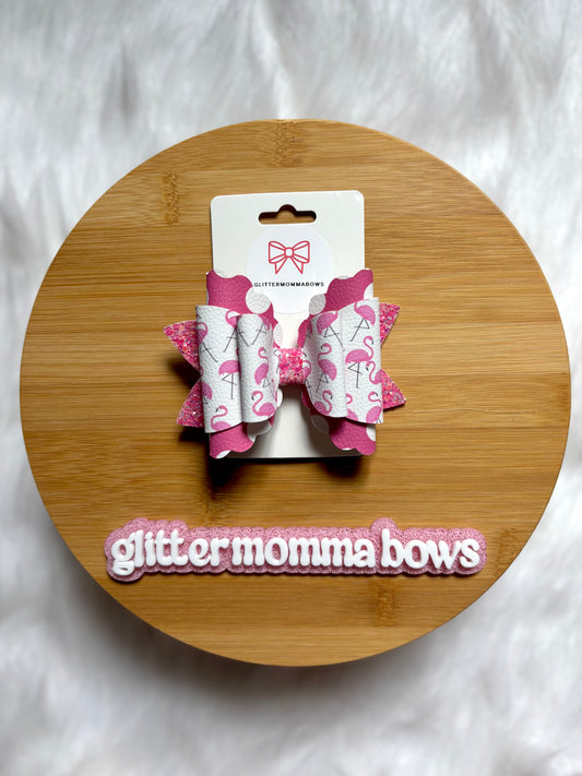 Pink & White Flamingo Bow